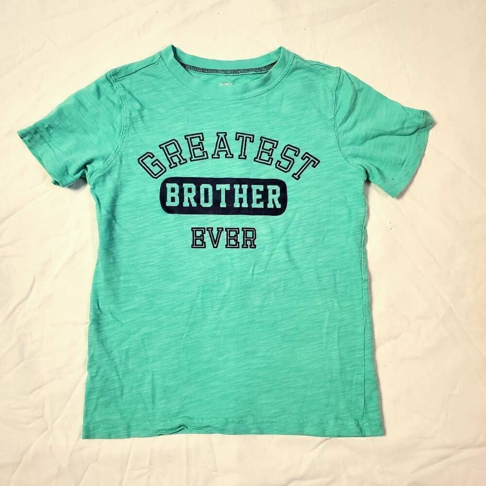 Carters Boys Size 7 Brother Aqua Blue SS Shirt
